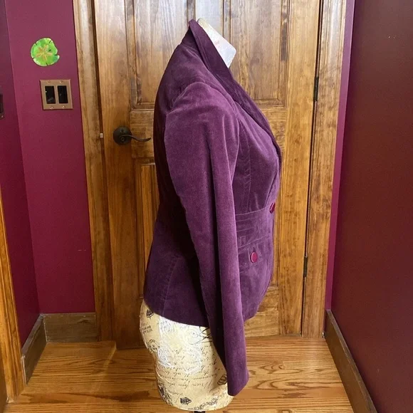 Talbots Petites Grape Purple Festive Velvet Blazer Jacket Sz 2 P - Picture 4 of 12